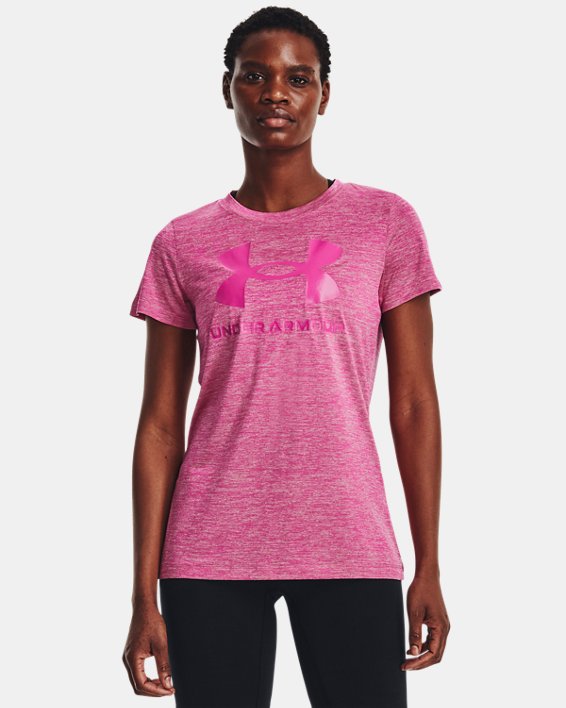 Women's UA Tech™ Twist Big Logo Gel Short Sleeve, Pink, pdpMainDesktop image number 0